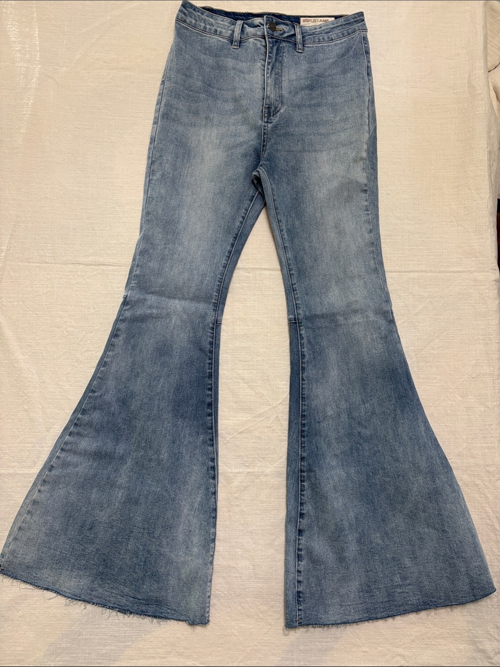 Wish List Quinn flare bell bottom high rise jeans size large NWT